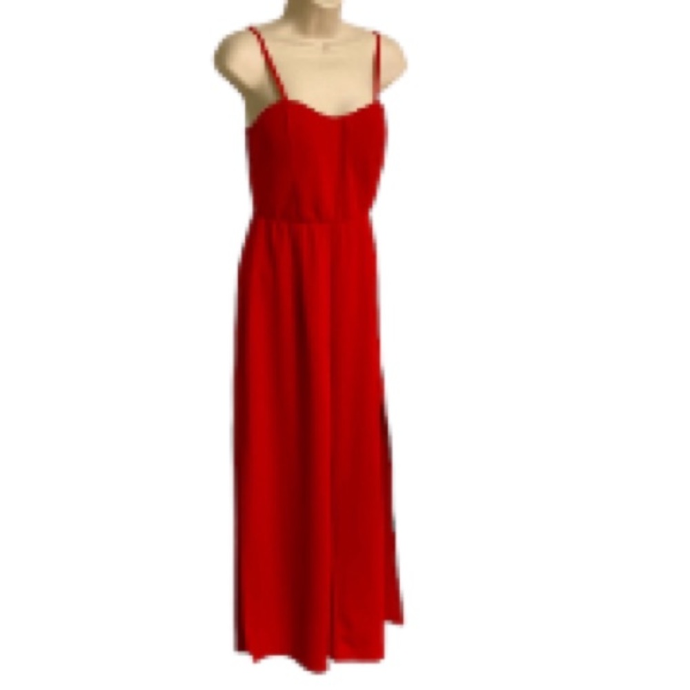 Nasty Gal Jumper Wide Leg Sweetheart Neckline Red Women's Large